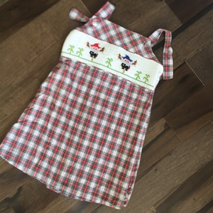 Beaux et Belles Dress Plaid‎ Smocked Scarecrows Dress 4 EUC